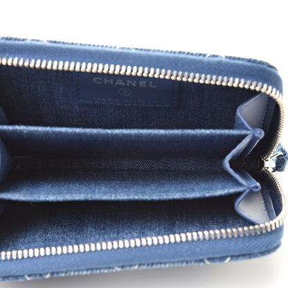 Chanel Denim Quilted Zip Coin Purse Blue 5 of 8