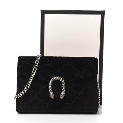 Gucci Velvet GG Monogram Mini Dionysus Chain Wallet Black 10 of 10
