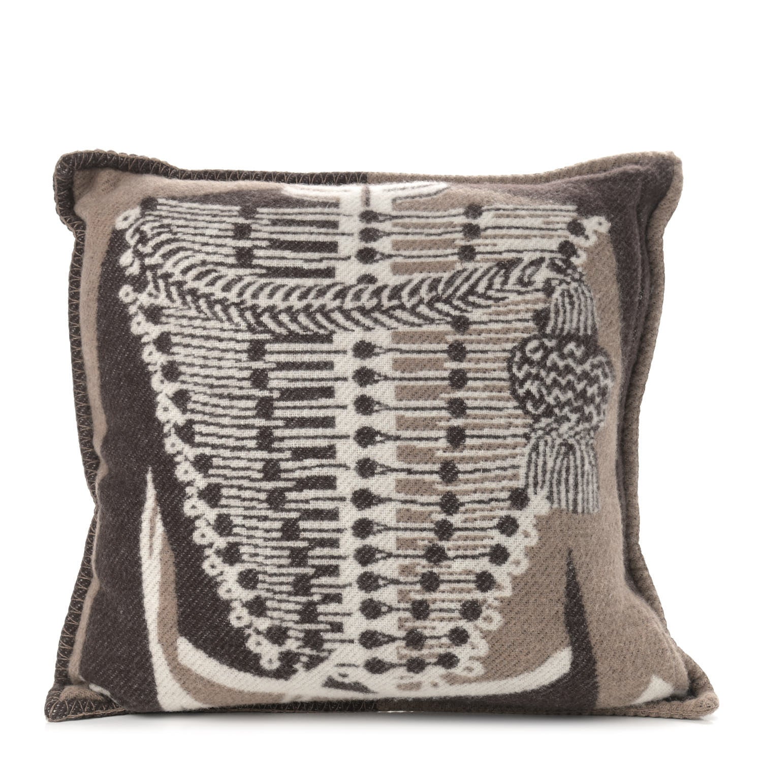 Hermes Wool Cashmere Brandebourgs Pillow Ecorce 1 of 3