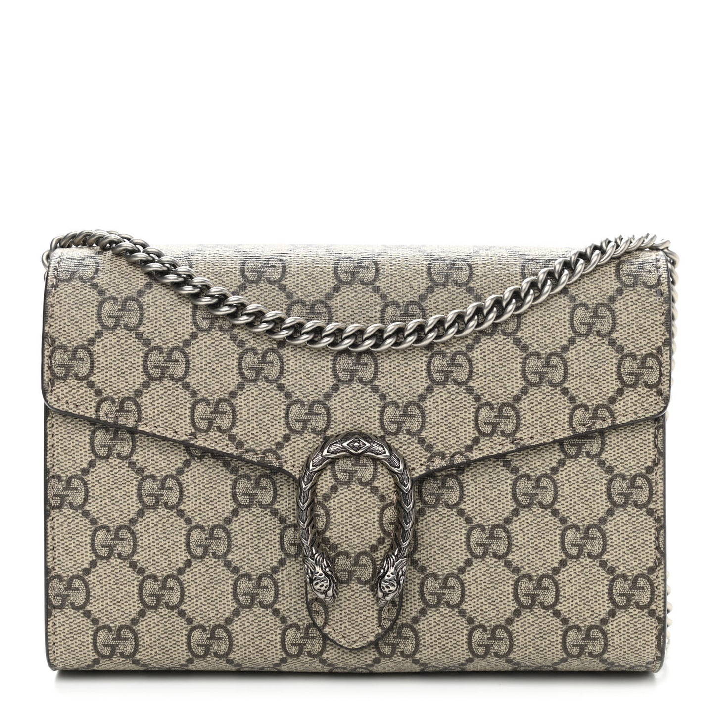 GG Supreme Monogram Mini Dionysus Chain Wallet Beige Taupe