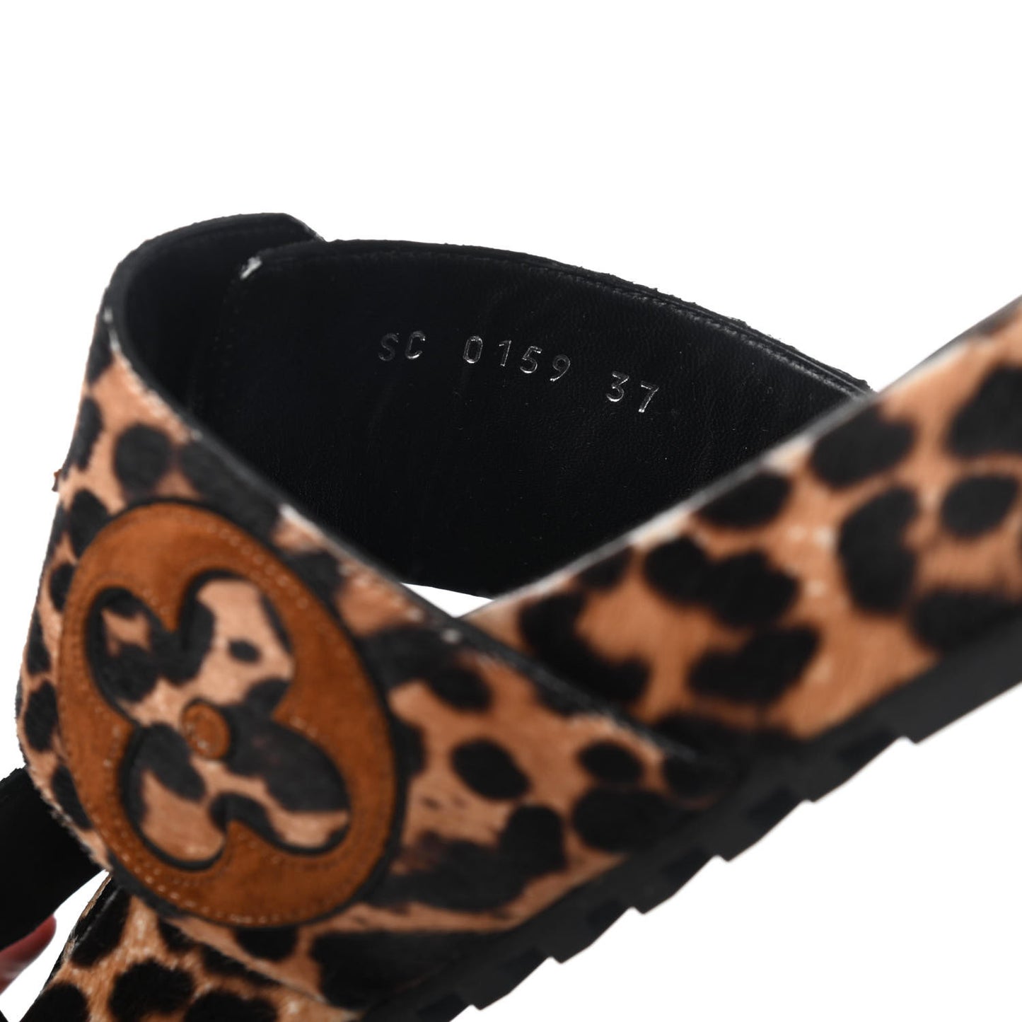 Calfskin Pony Hair Leopard Bom Dia Mule Sandals 37 Cognac Brown