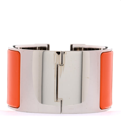 Hermes Enamel Extra Wide Clic Clac H Bracelet PM Orange Fruite White 3 of 5