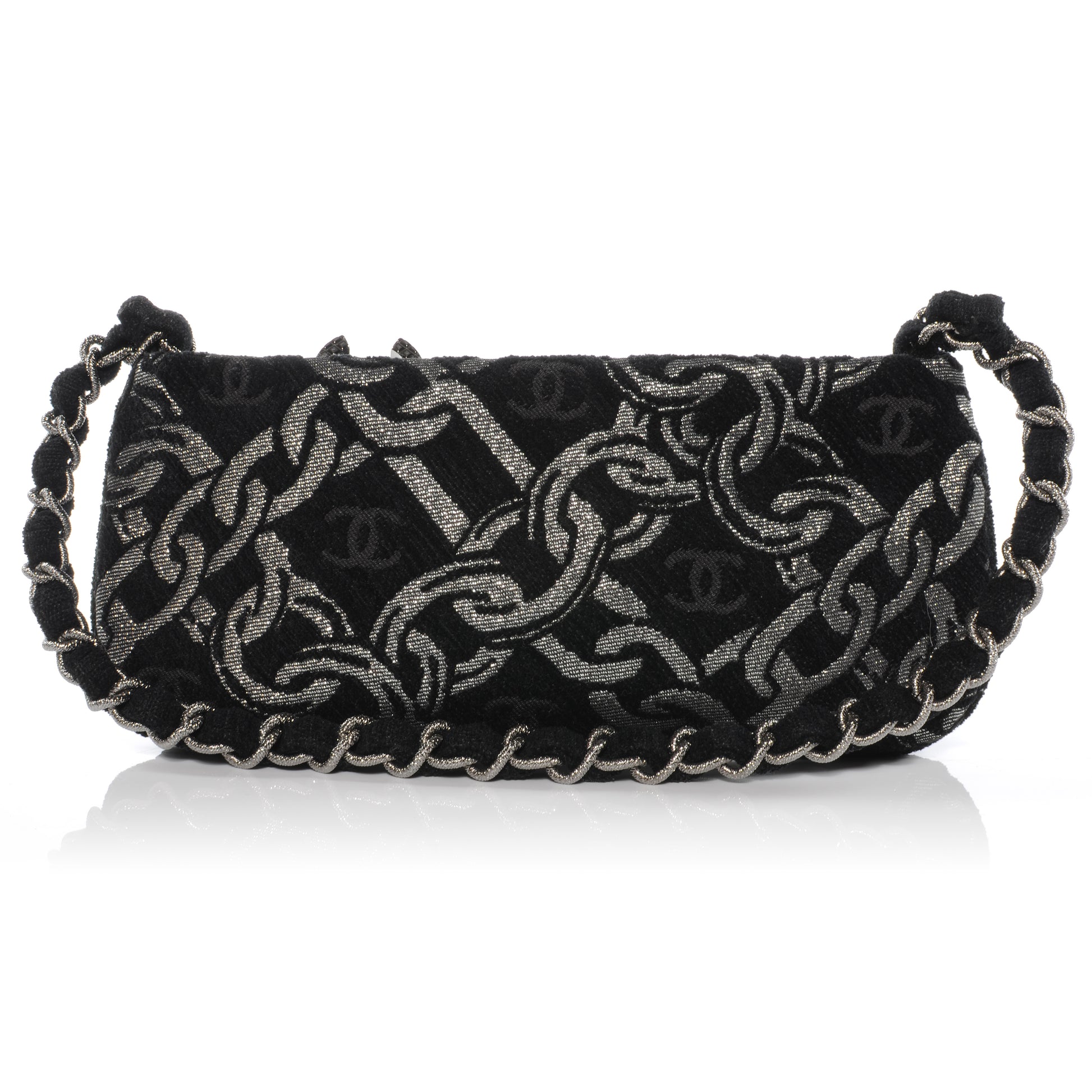 Chanel Silver CC Chain Pochette Black 1 of 8