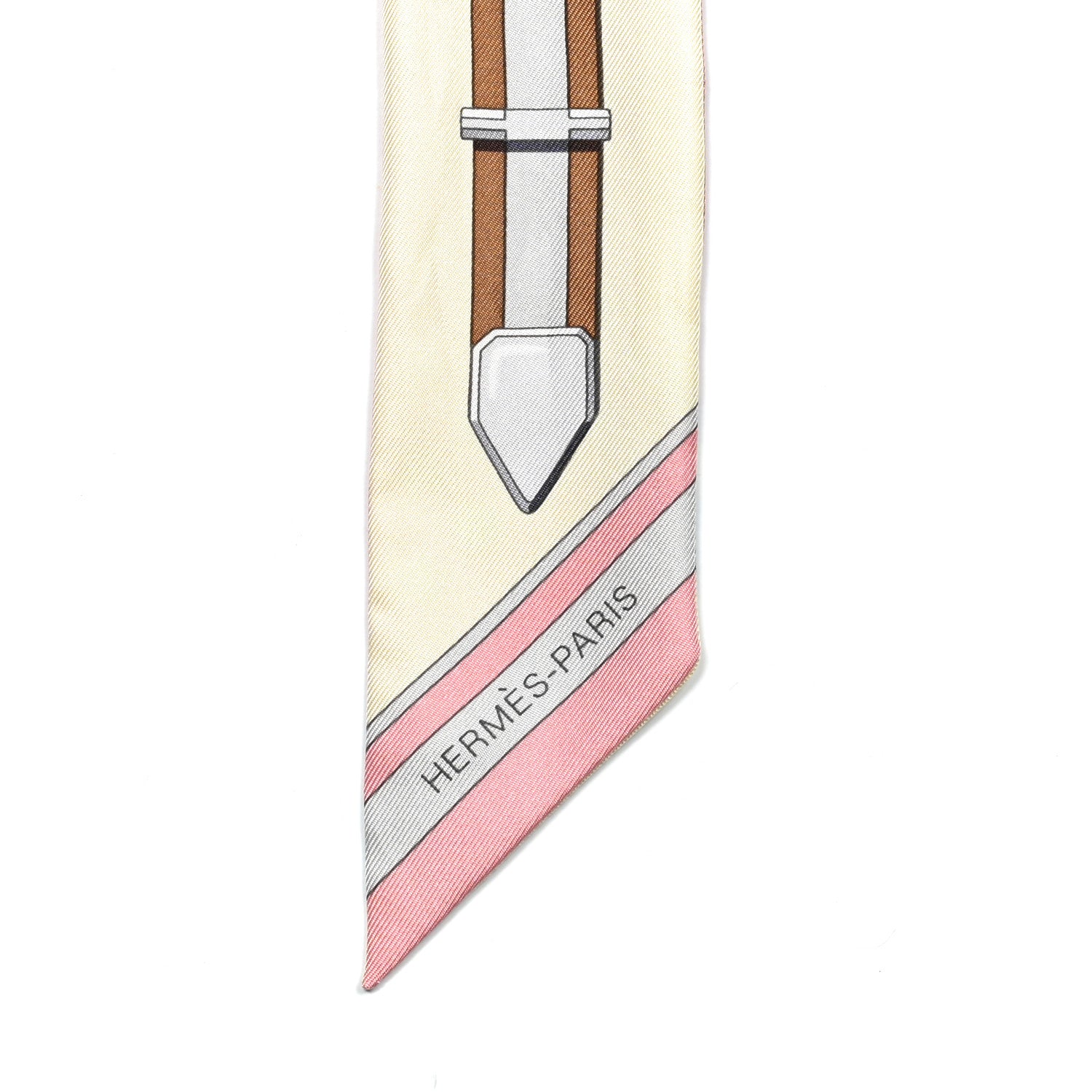 Hermes Silk Grand Tralala Twilly Rose Poudre Jaune 4 of 4