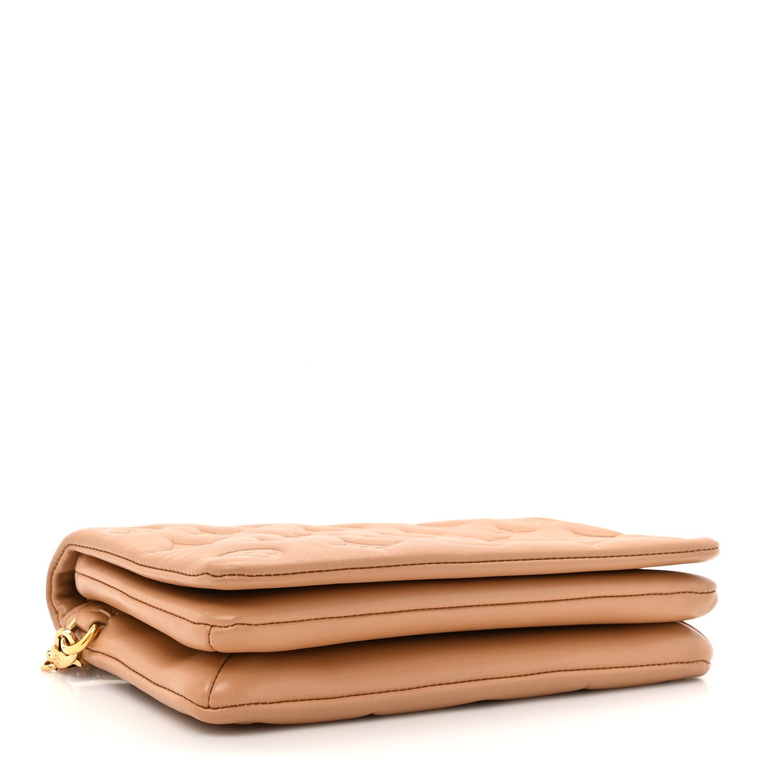 Louis Vuitton Lambskin Embossed Monogram Pochette Coussin Camel 4 of 12