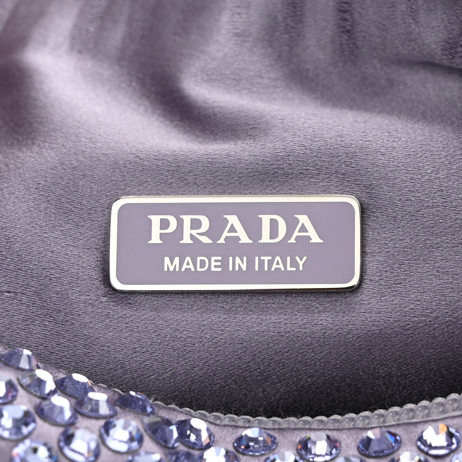 Prada Satin Crystal Mini Re-Edition 2000 Bag Glicine 6 of 10