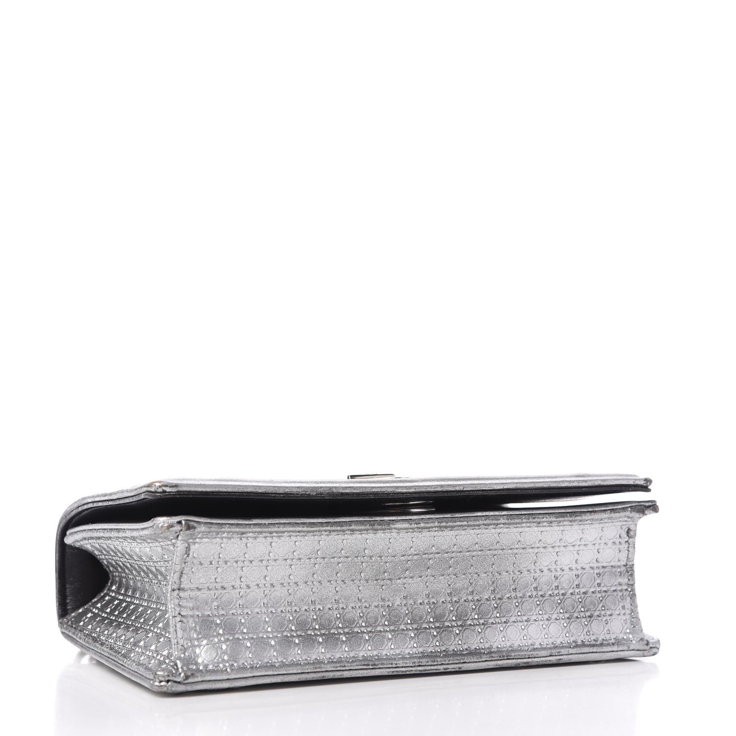Christian Dior Metallic Calfskin Micro-Cannage Mini Diorama Flap Bag Silver 4 of 9