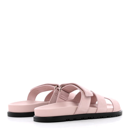 Hermes Suede Goatskin Womens Chypre Sandals 39 Rose Porcelaine 4 of 9