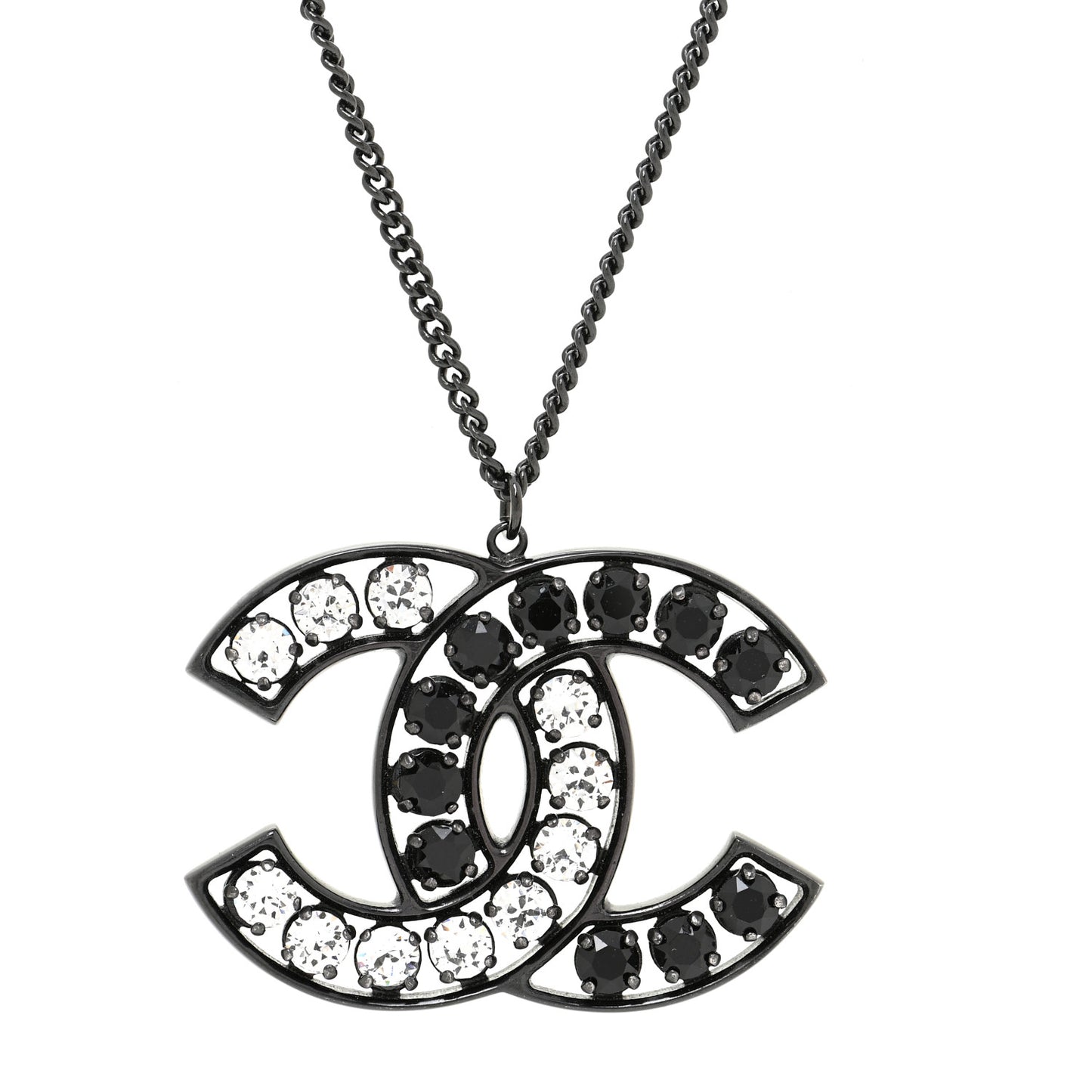 Ruthenium Crystal CC Necklace Black