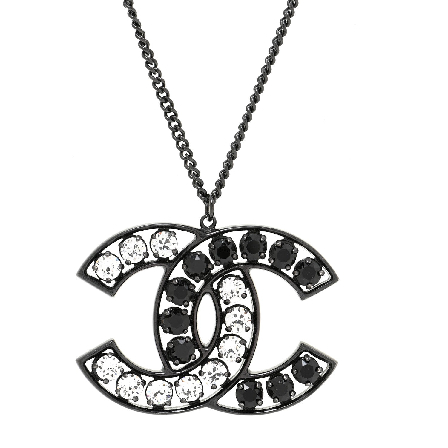 Chanel Ruthenium Crystal CC Necklace Black 4 of 5