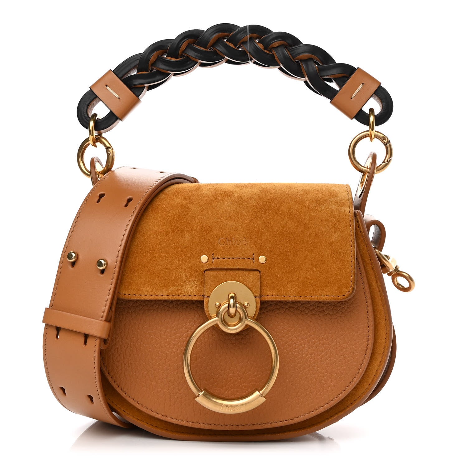 Chloe Calfskin Suede Small Braided Tess Bag Autumnal Brown 1 of 8