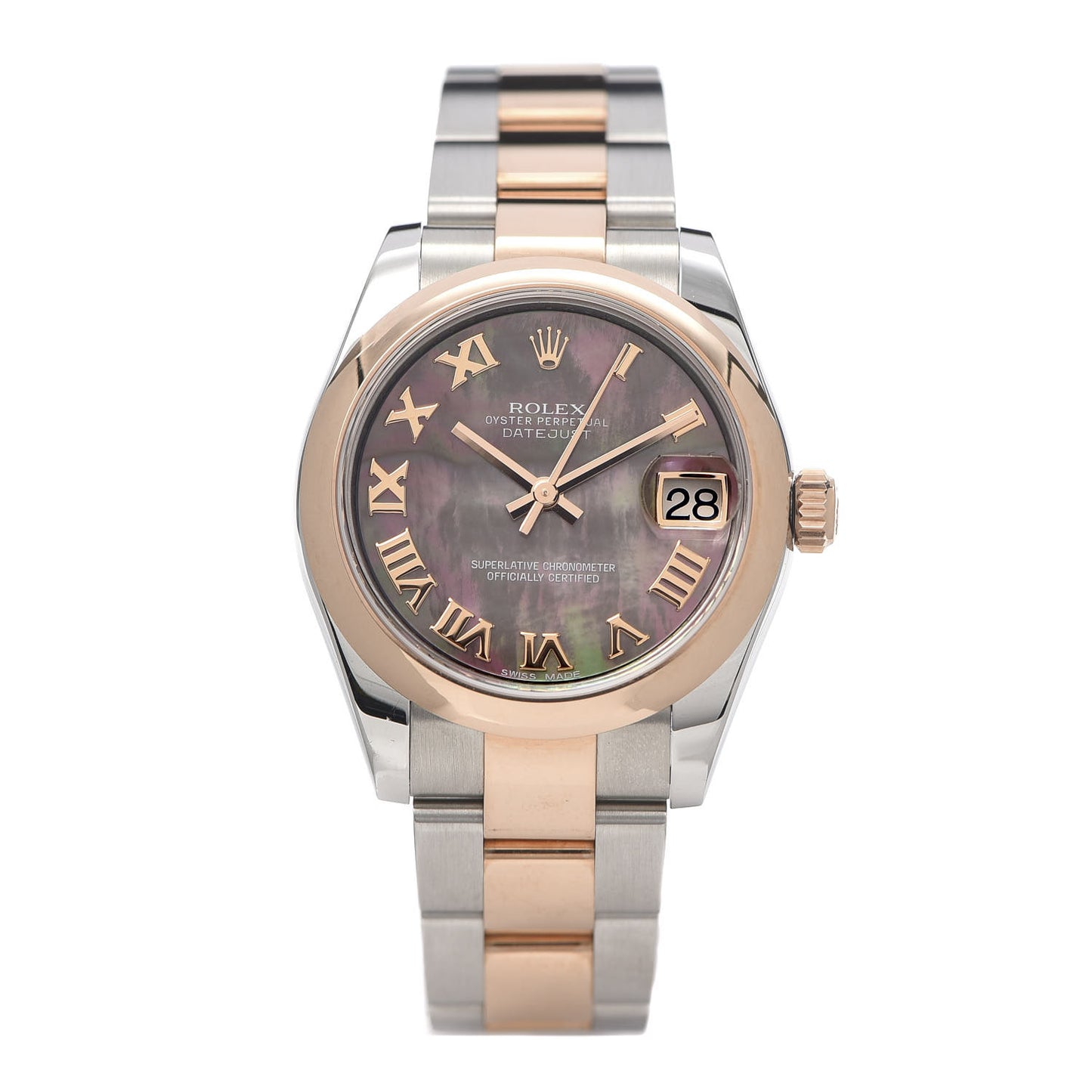 Stainless Steel 18K Everose Gold Black Mother of Pearl 31mm Oyster Perpetual Datejust Watch 178241