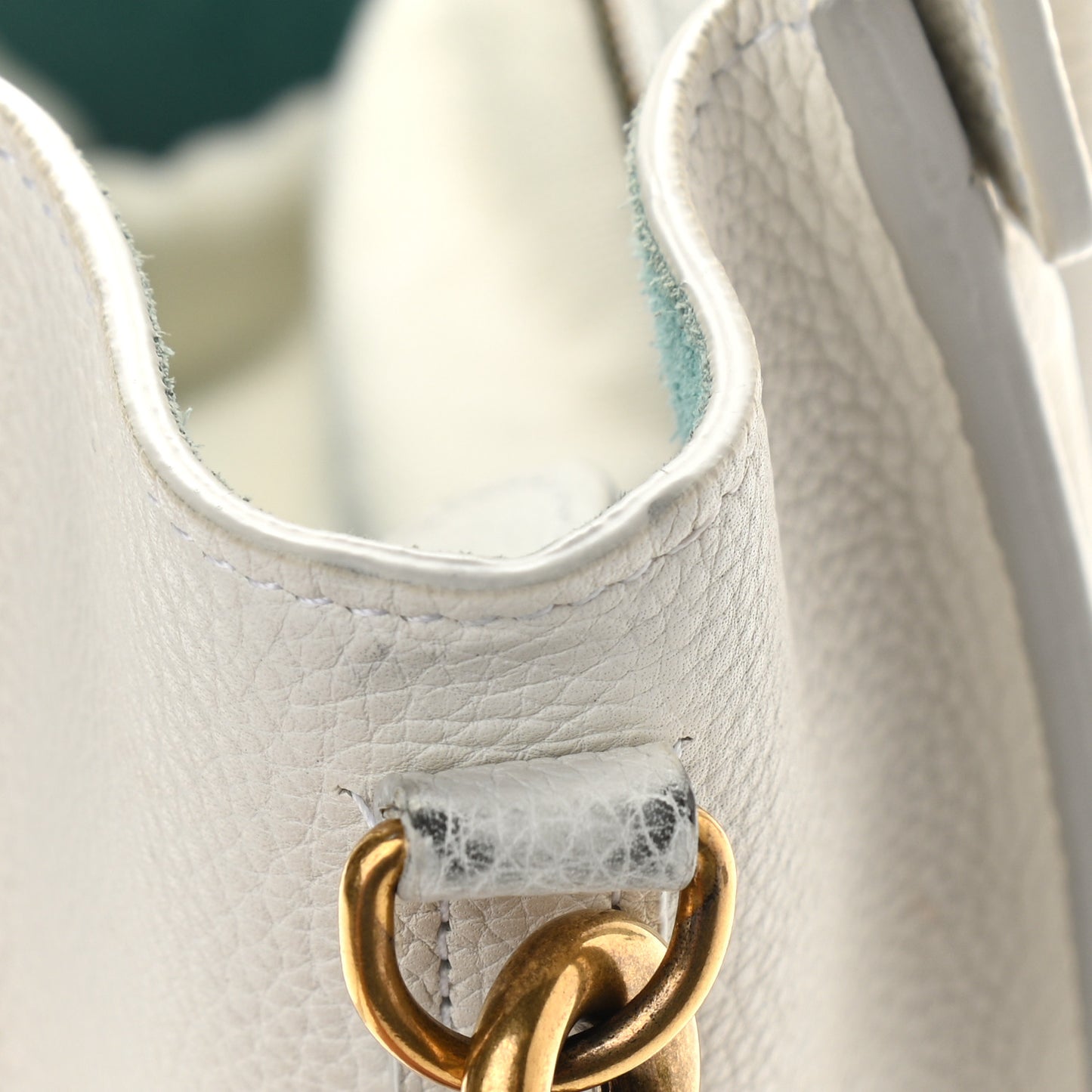 Drummed Calfskin Nano Luggage White