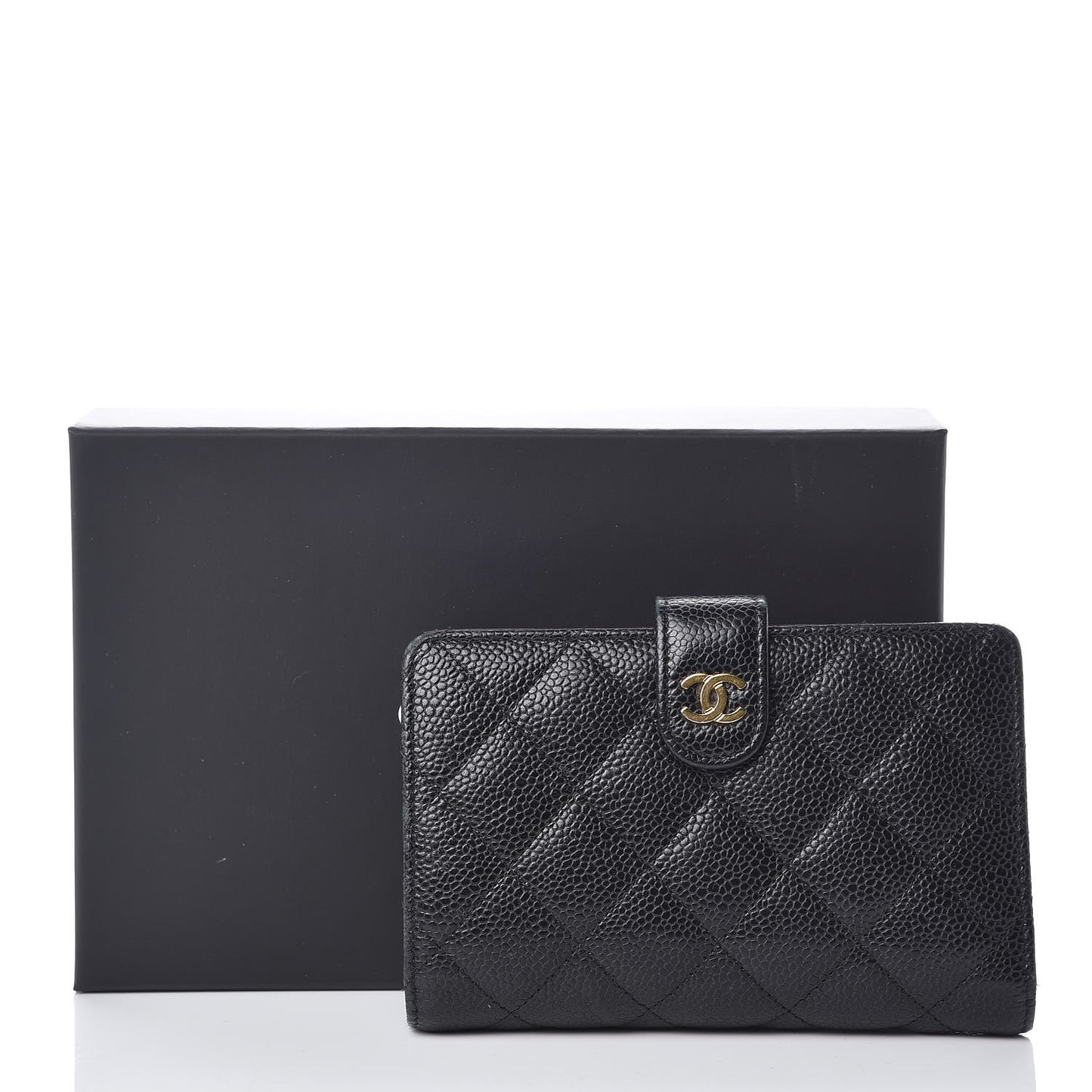 Caviar Quilted Zipped Pocket Wallet Black