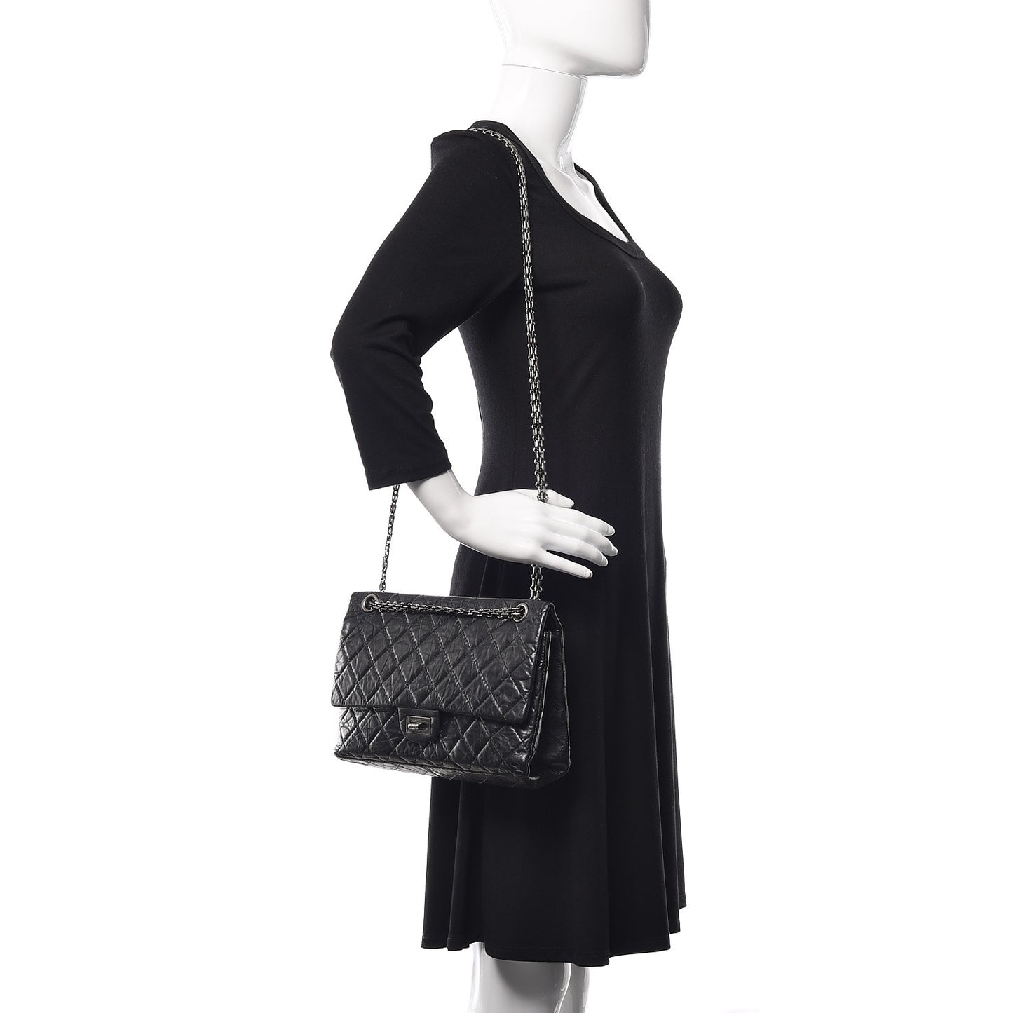 Aged Calfskin Quilted 2.55 Reissue 226 Flap Black