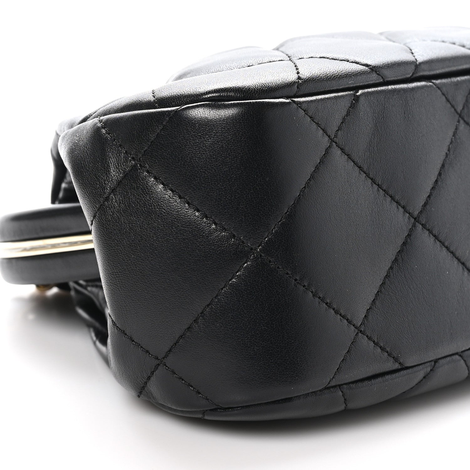 Chanel Lambskin Quilted CC Kisslock Clutch Black 9 of 11