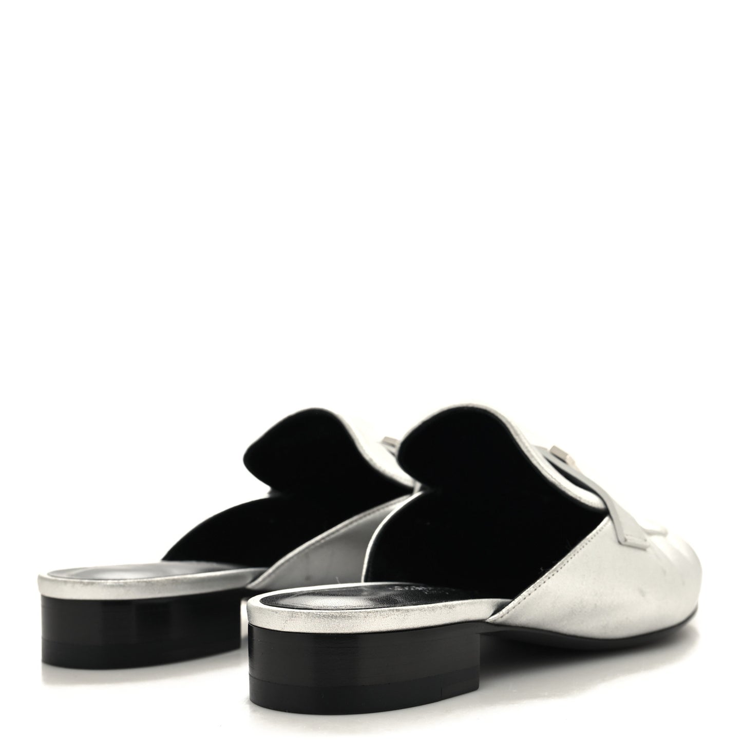 Metallic Nappa Trocadero Mule 38.5 Gris Argente