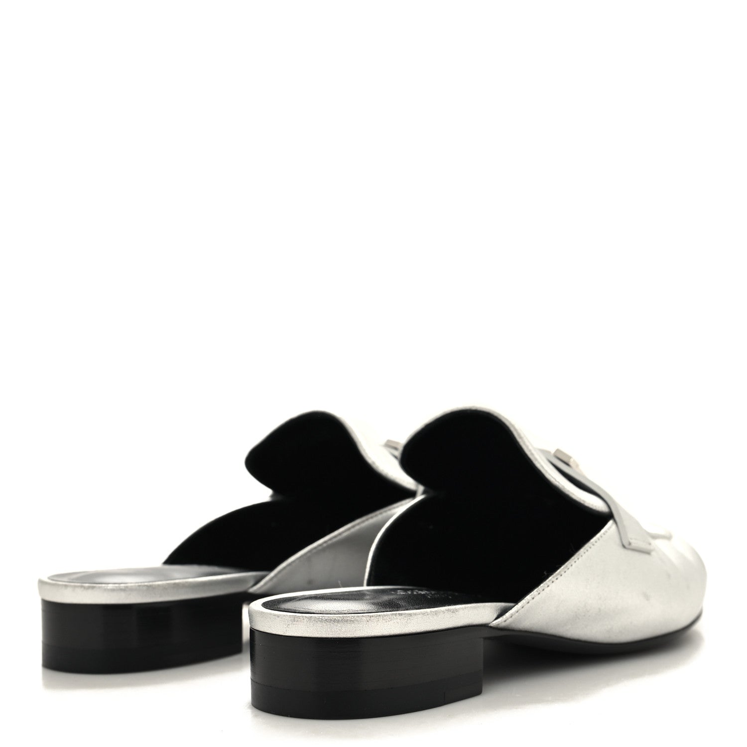 Hermes Metallic Nappa Trocadero Mule 38.5 Gris Argente 4 of 11