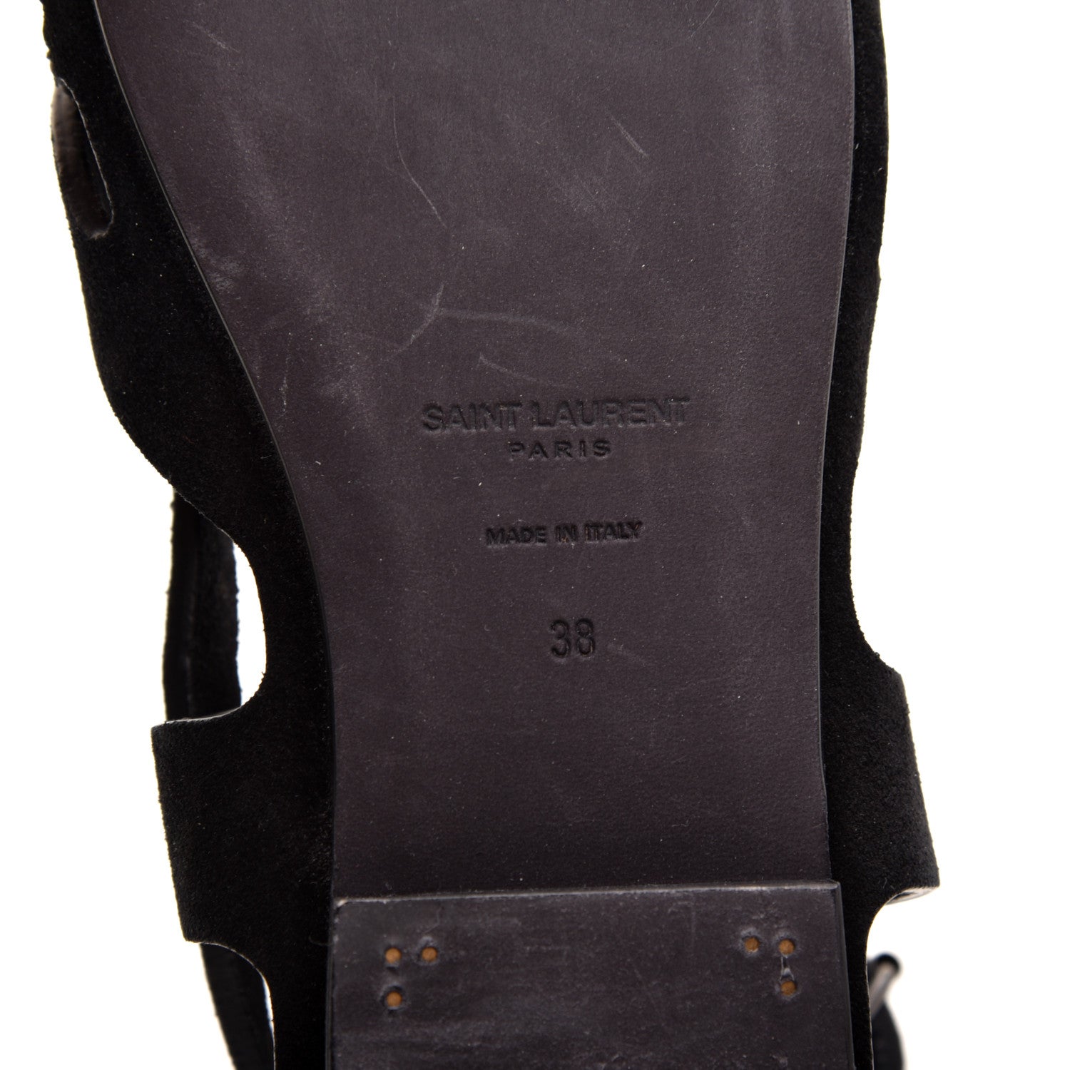 Saint Laurent Suede Culver Flat Sandals 38 Black 7 of 7