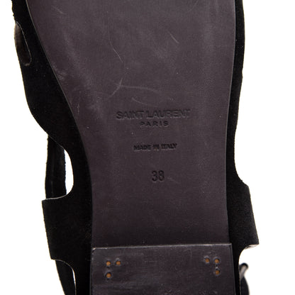 Saint Laurent Suede Culver Flat Sandals 38 Black 7 of 7