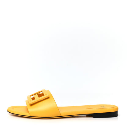 Fendi Vitello Cuoio Baguette Flat Slide Sandals 39 Mimosa 1 of 7