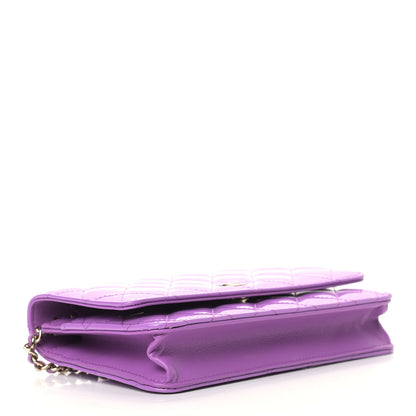 Chanel Patent Calfskin Quilted Wallet On Chain WOC Purple 4 of 11