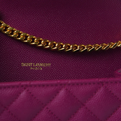 Saint Laurent Grain De Poudre Textured Mixed Matelasse Triquilt Small Monogram Satchel Dark Grape 8 of 10