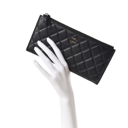 Chanel Lambskin Quilted Zip Pouch Black 2 of 9