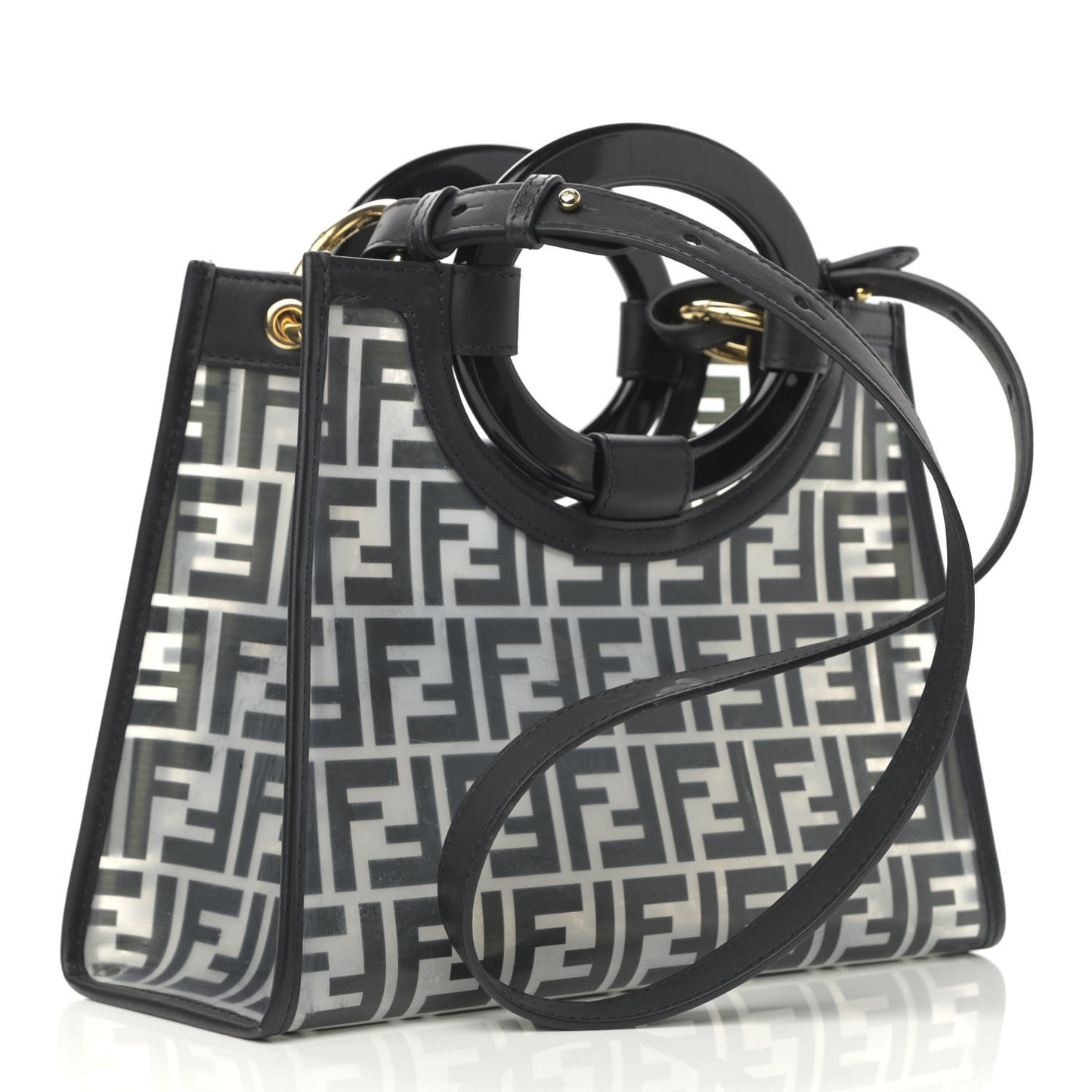 TPU FF Vitello Century Plexiglass Small Runaway Shopper Tote Black