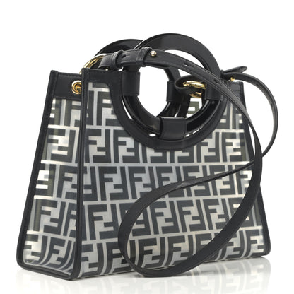 Fendi TPU FF Vitello Century Plexiglass Small Runaway Shopper Tote Black 3 of 12