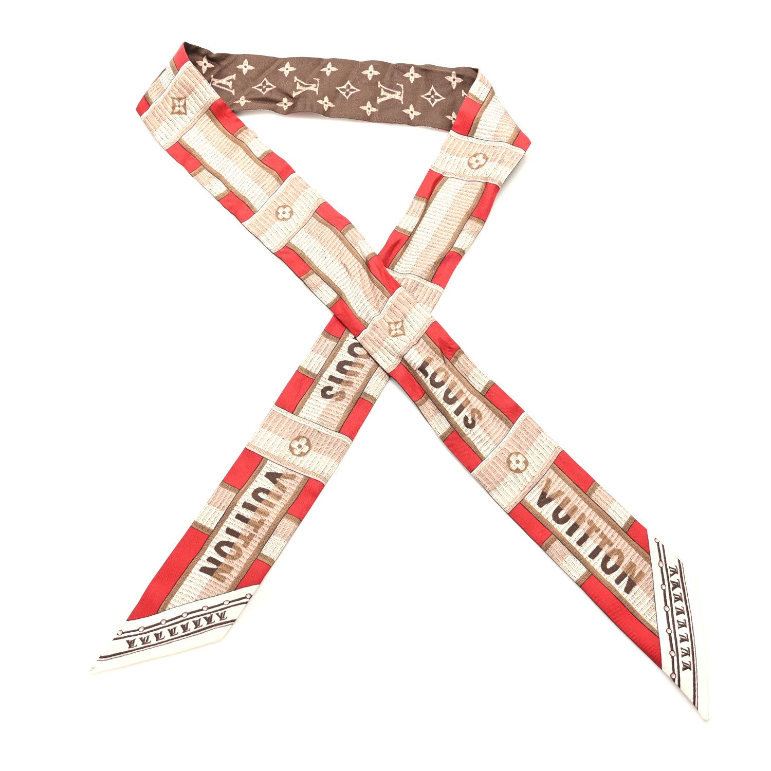 Louis Vuitton Silk Monogram LV Details BB Bandeau Red 1 of 3