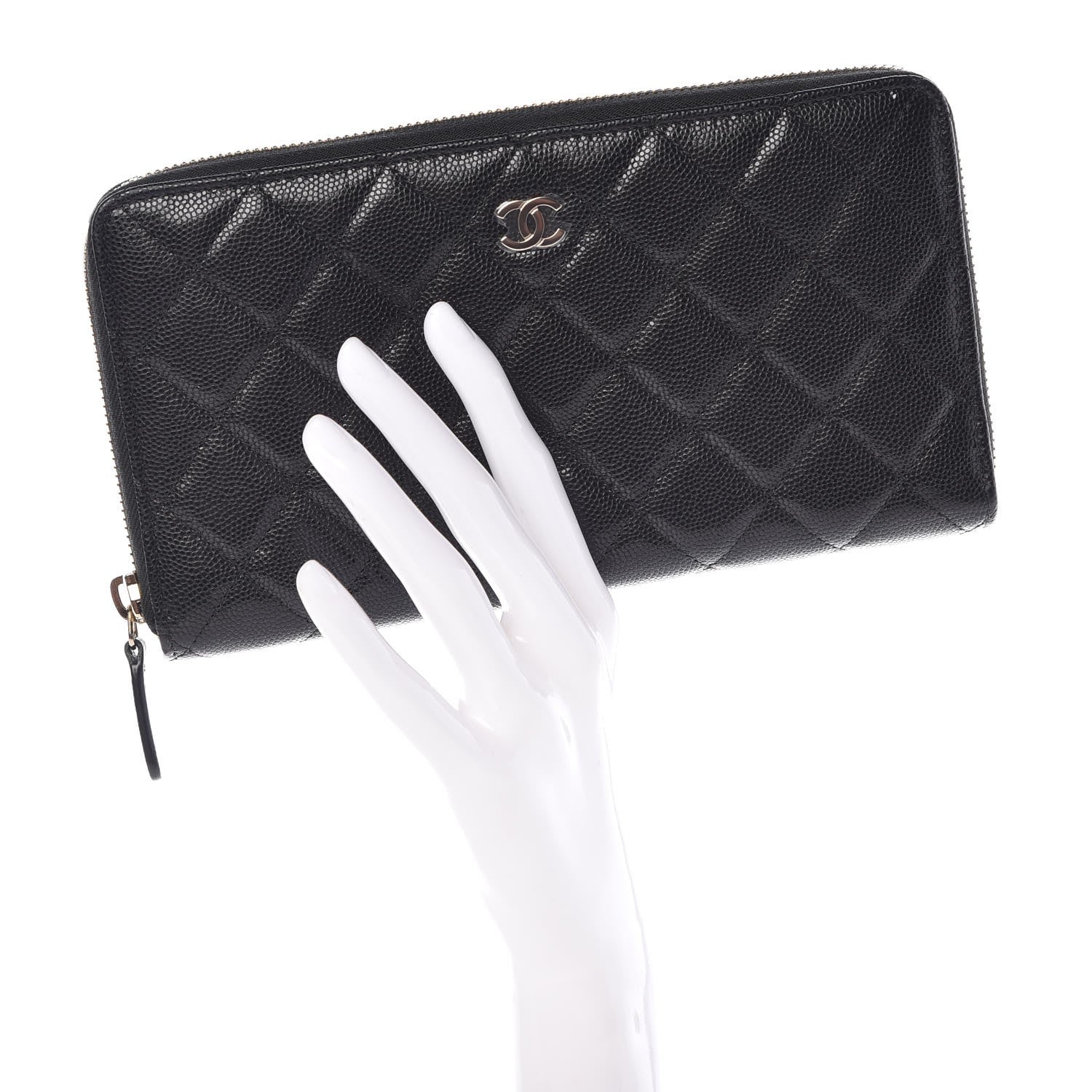 Chanel Caviar Quilted Large Zip Around Organizer Wallet Black 2 of 9