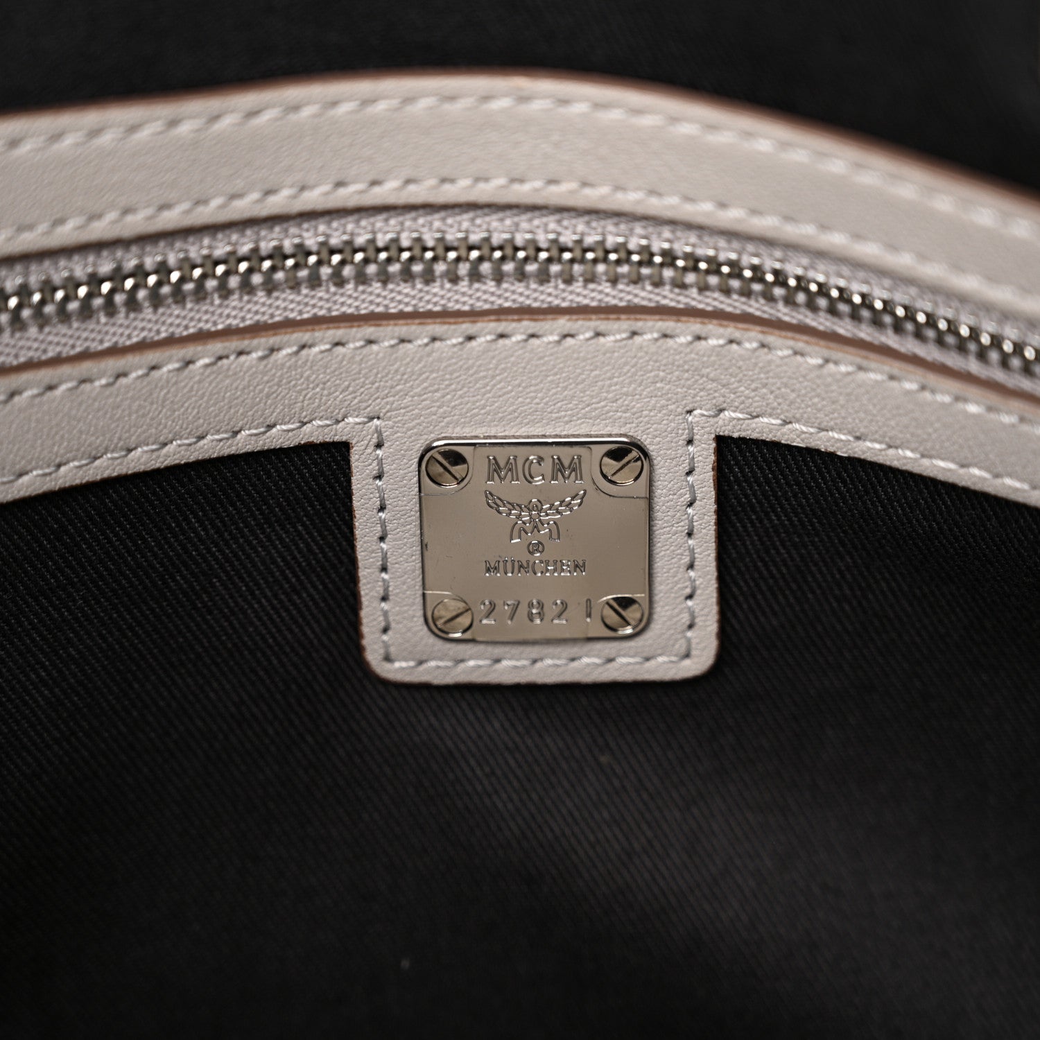 MCM Calfskin Ottomar Monogram Essential Boston Bag Dove 6 of 13