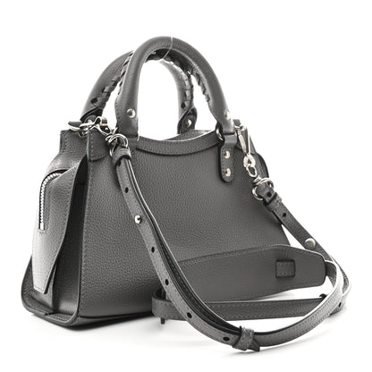 Balenciaga Grained Calfskin Neo Classic Silver Hardware Mini City Dark Grey 3 of 11