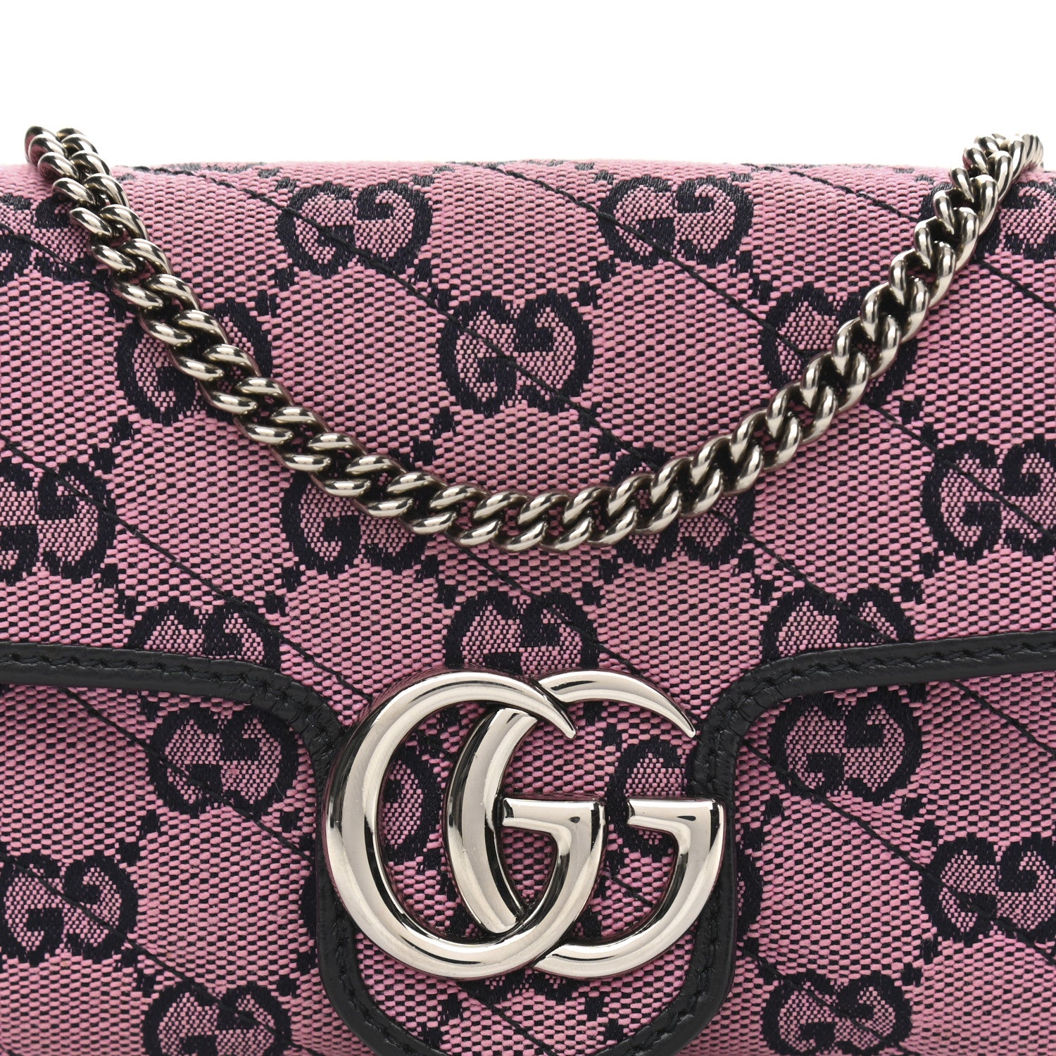 Gucci Monogram Multicolor Matelasse Diagonal Super Mini GG Marmont Shoulder Bag Pink Blue 8 of 12