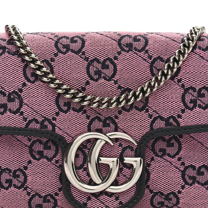Gucci Monogram Multicolor Matelasse Diagonal Super Mini GG Marmont Shoulder Bag Pink Blue 8 of 12