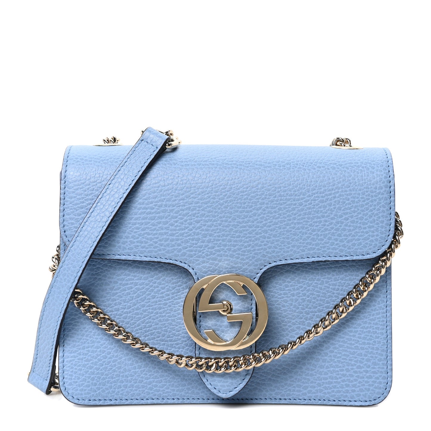 Dollar Calfskin Small Interlocking G Shoulder Bag Mineral Blue