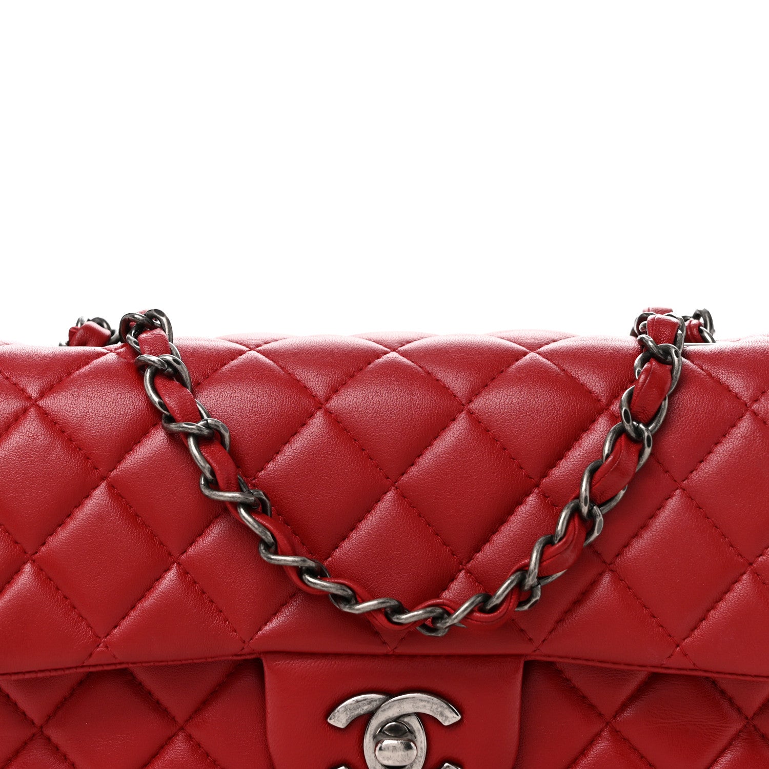 Chanel Lambskin Quilted Mini Rectangular Flap Red 8 of 11