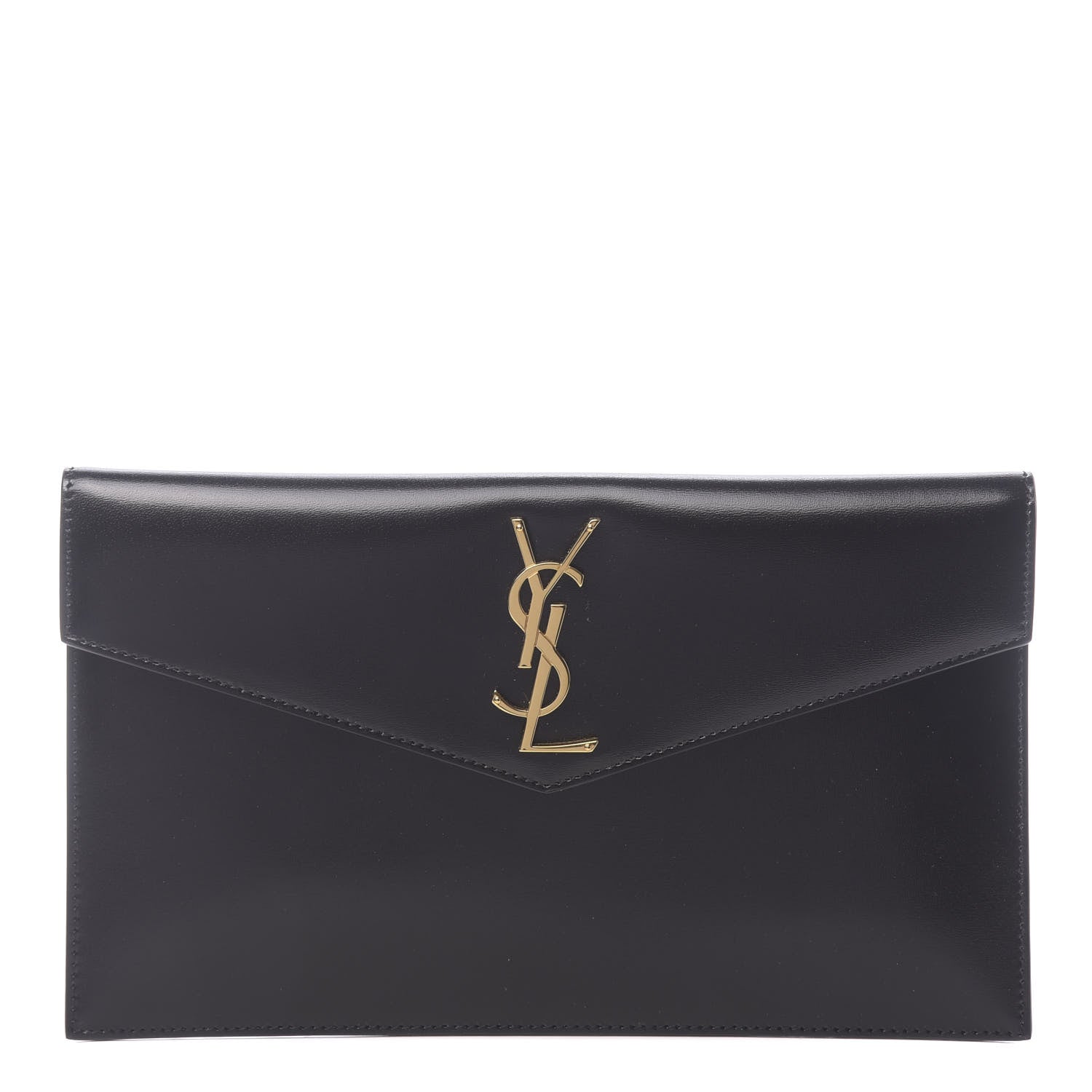Saint Laurent Smooth Shiny Calfskin Monogram Uptown Pouch Black 1 of 7