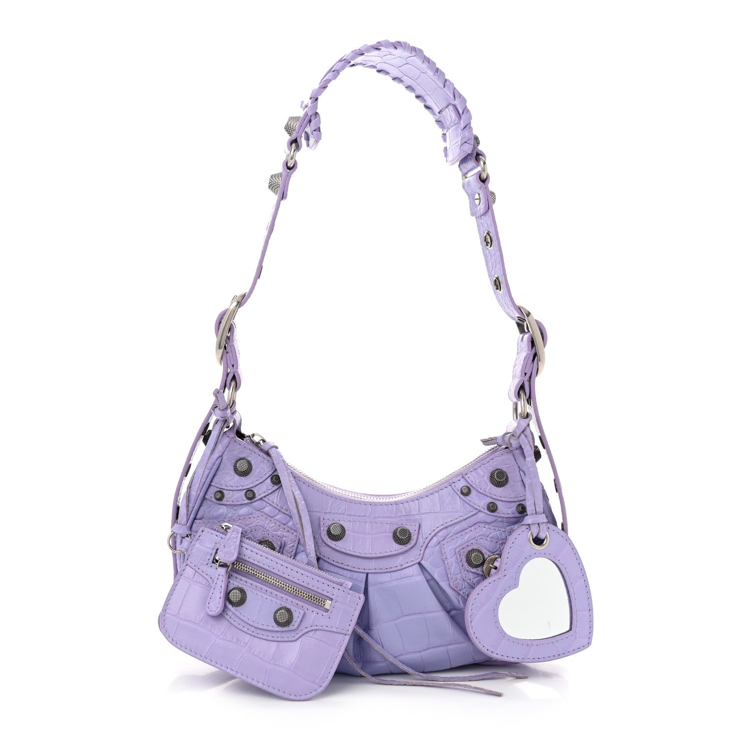 Balenciaga Extra Supple Calfskin Crocodile Embossed Le Cagole Shoulder Bag XS Lilac 3 of 11
