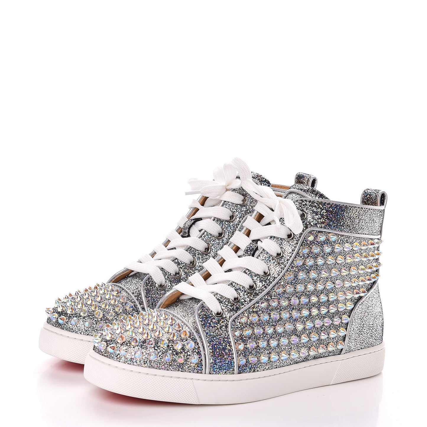 Nappa Mica Spikes Womens Louis Orlato Flat Sneakers 38 Silver