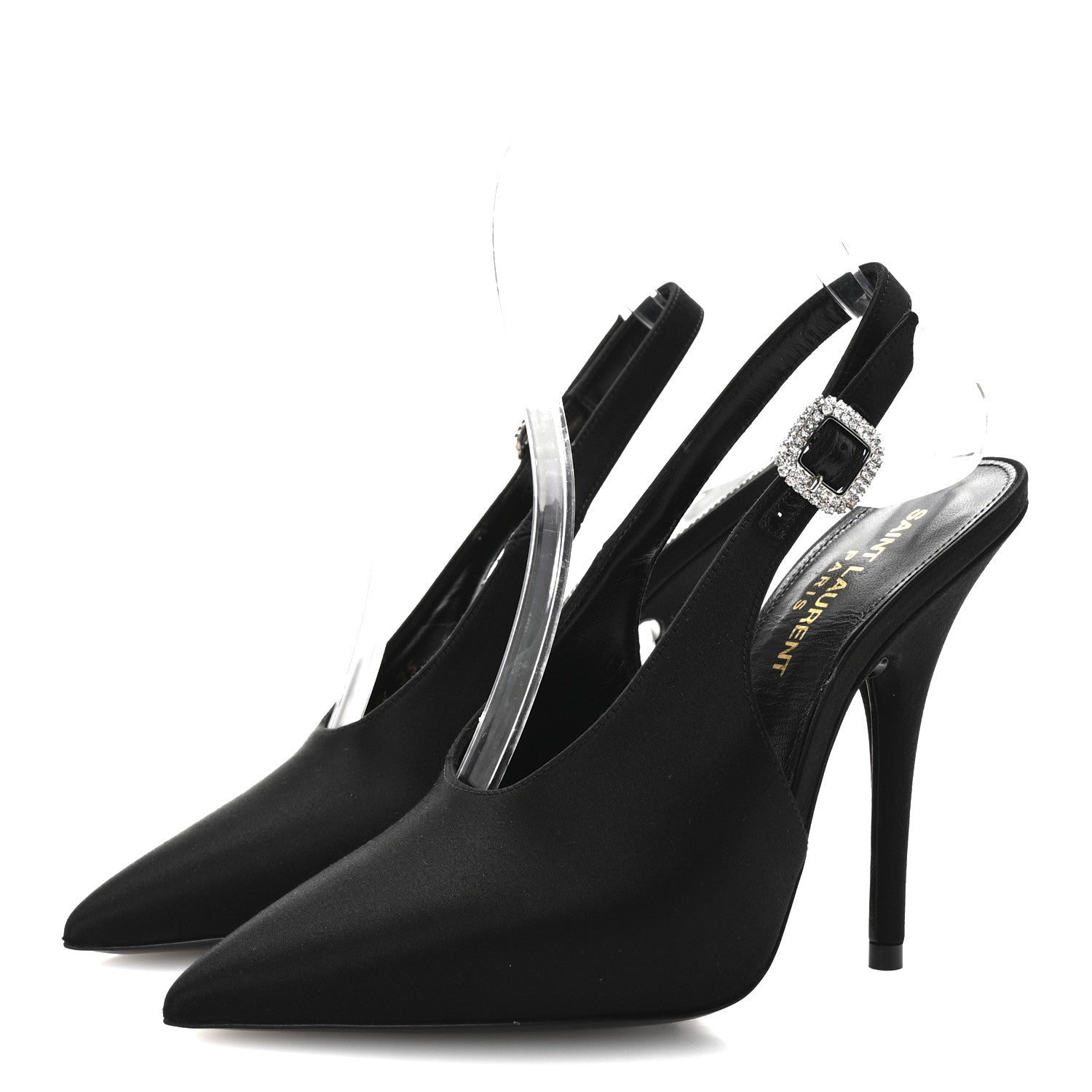 Saint Laurent Silk Satin Yasmeen 115 Slingback Pumps 35 Black 4 of 10