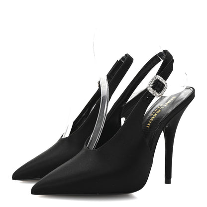 Saint Laurent Silk Satin Yasmeen 115 Slingback Pumps 35 Black 4 of 10