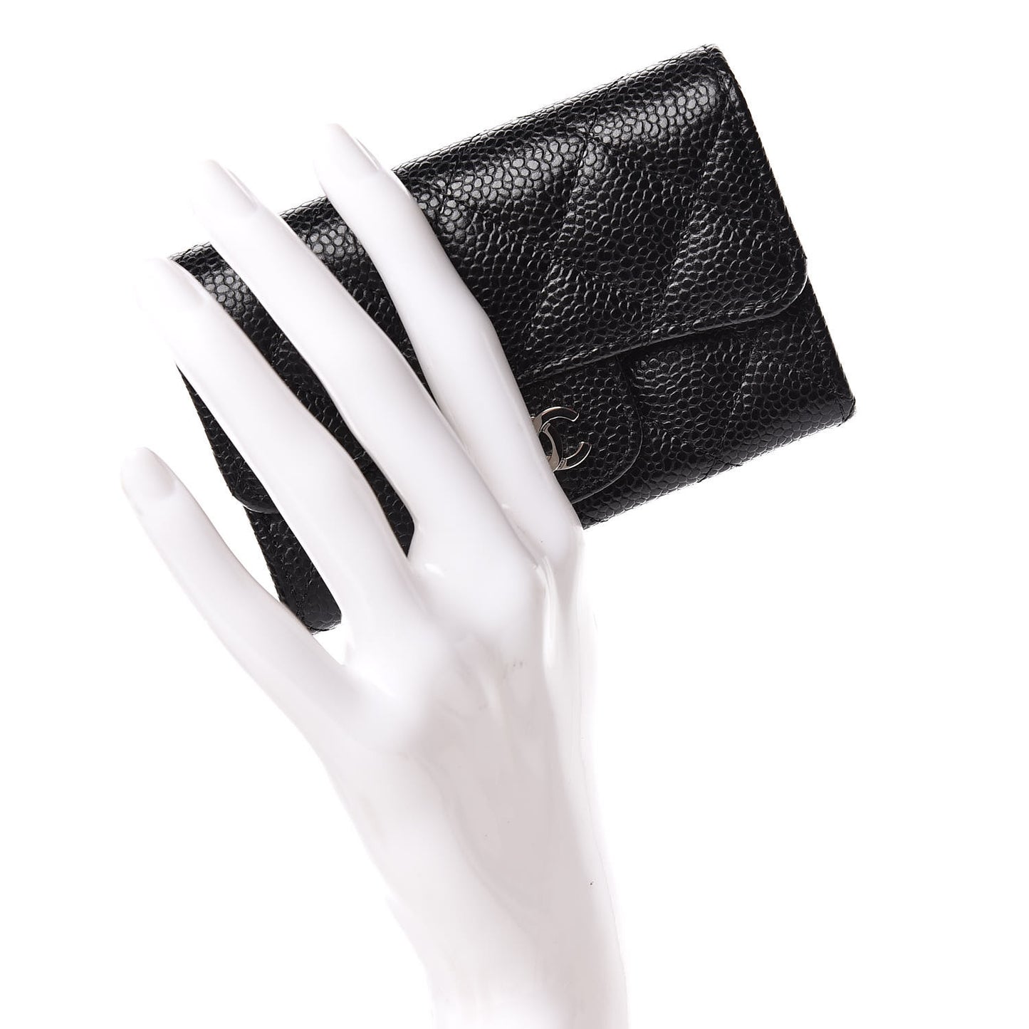 Caviar Quilted Flap Card Holder Black