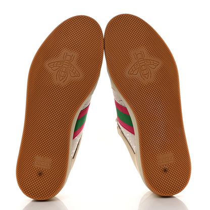 Gucci Lame GG Monogram Nubuck Web Screener Sneakers Gardenia Silver Dusty 40 Milk White 5 of 10