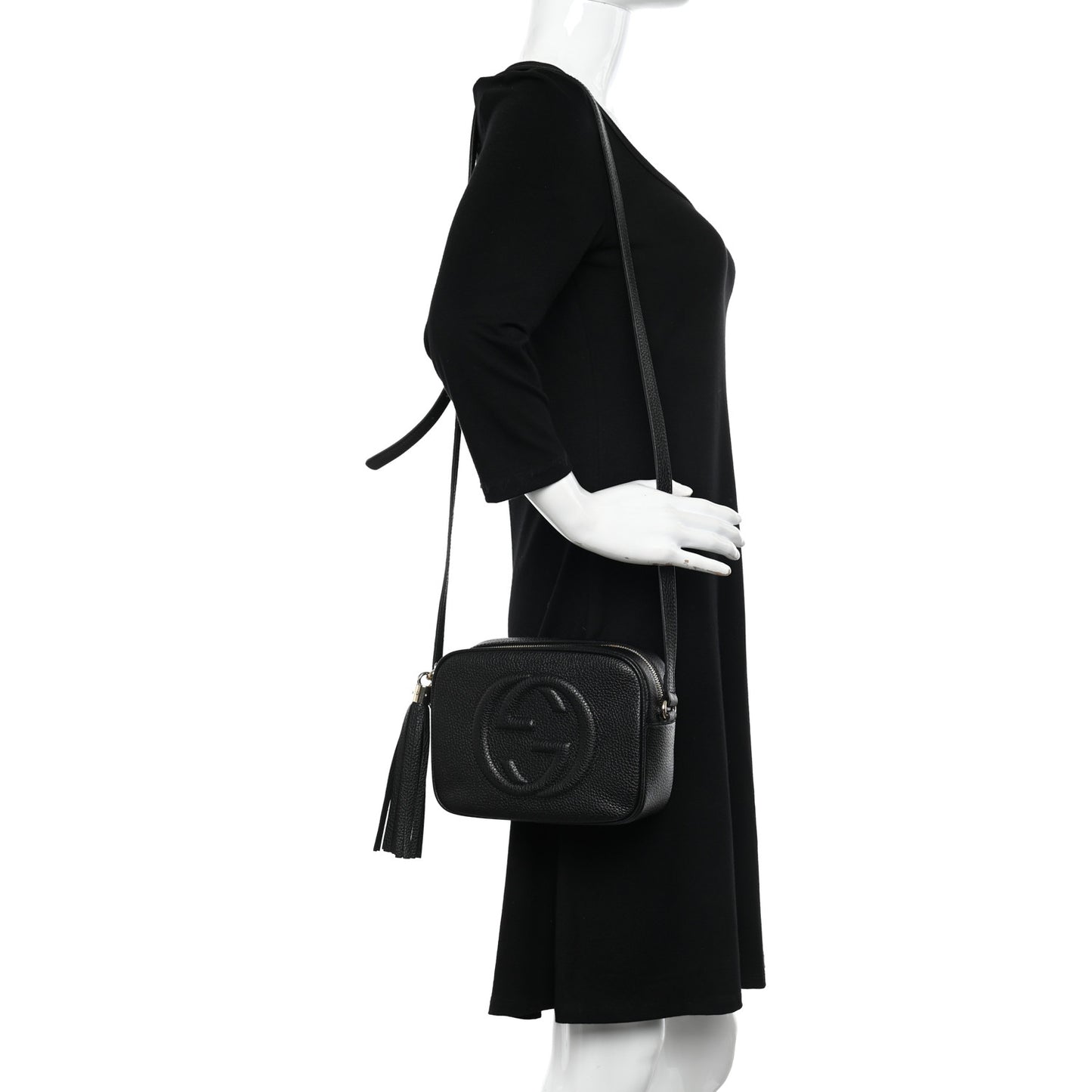 Pebbled Calfskin Small Soho Disco Bag Black