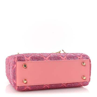 Christian Dior Lambskin Cannage Beaded Embroidered Mini Lady Dior Light Pink 4 of 10