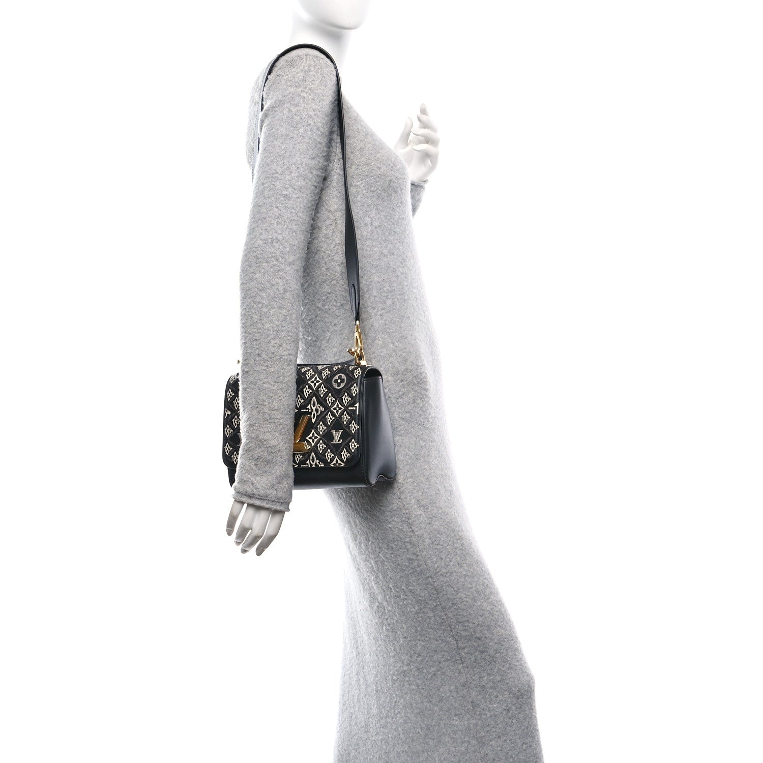 Louis Vuitton Calfskin Since 1854 Embroidered Twist MM Black 3 of 10