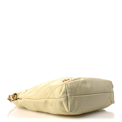 Chanel Shiny Calfskin Quilted Mini Chanel 22 Light Yellow 4 of 11