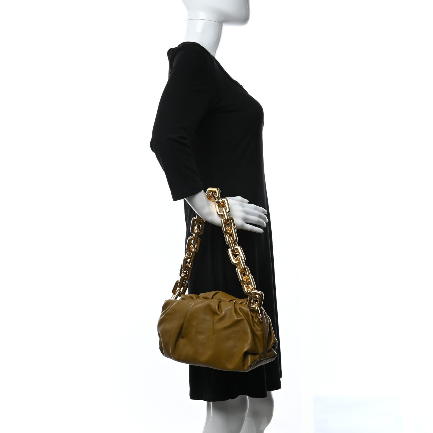 Bottega Veneta Calfskin The Pouch Chain Moutarde 2 of 9